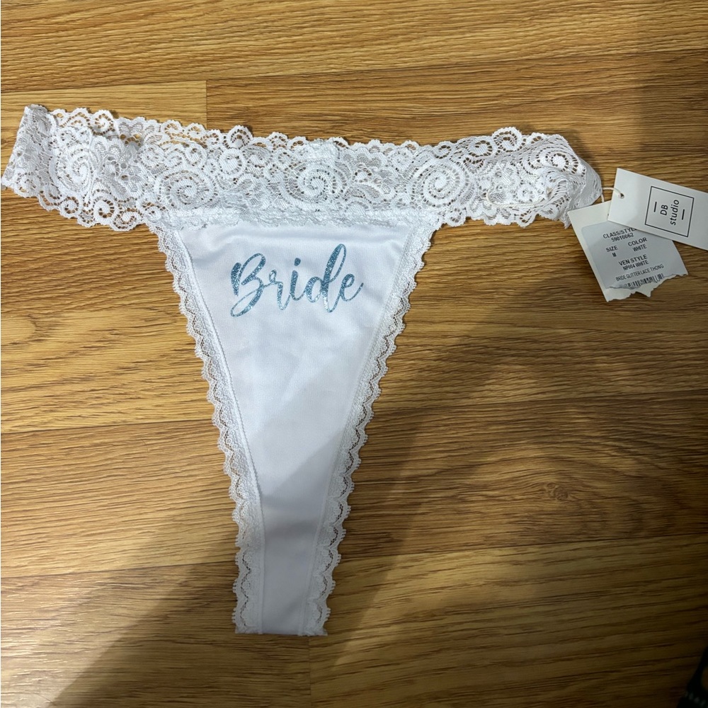 Bridal Lace Trim Thong
